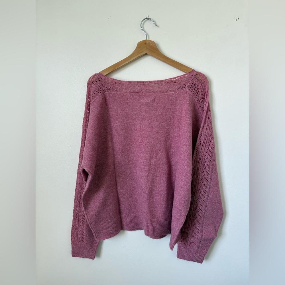 American Eagle Whoa So Soft Lace Sweater – Pink – NWT - Picture 6 of 6